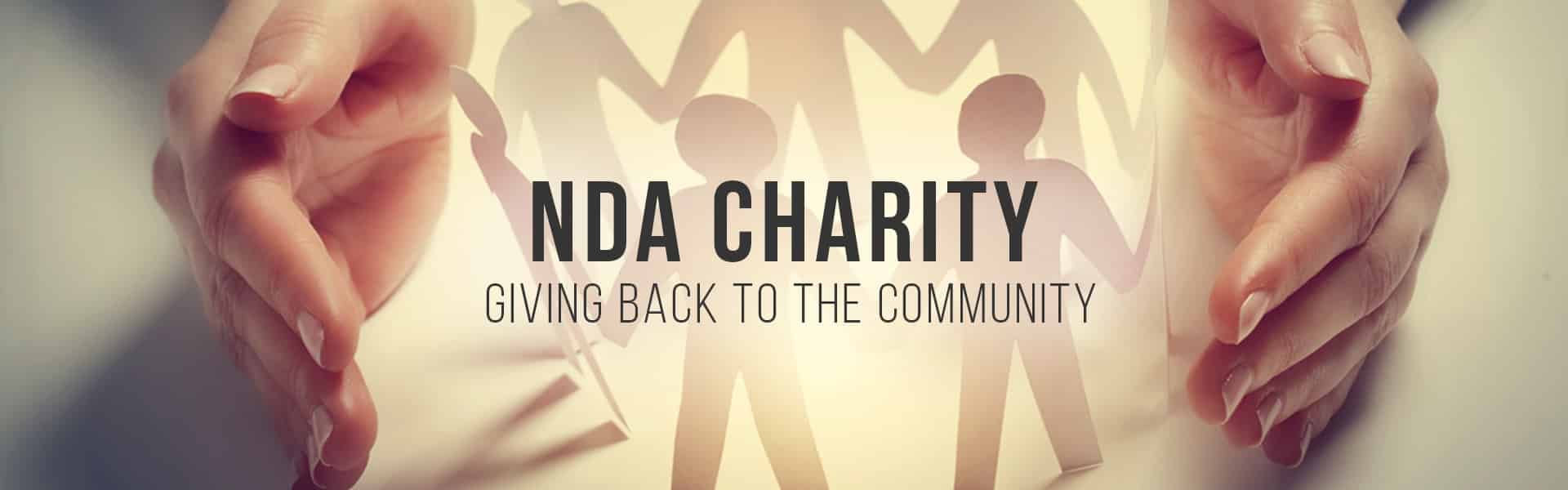 Charity banner showcasing NDA's community involvement