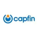 Capfin logo with stylized blue and orange icon and modern text
